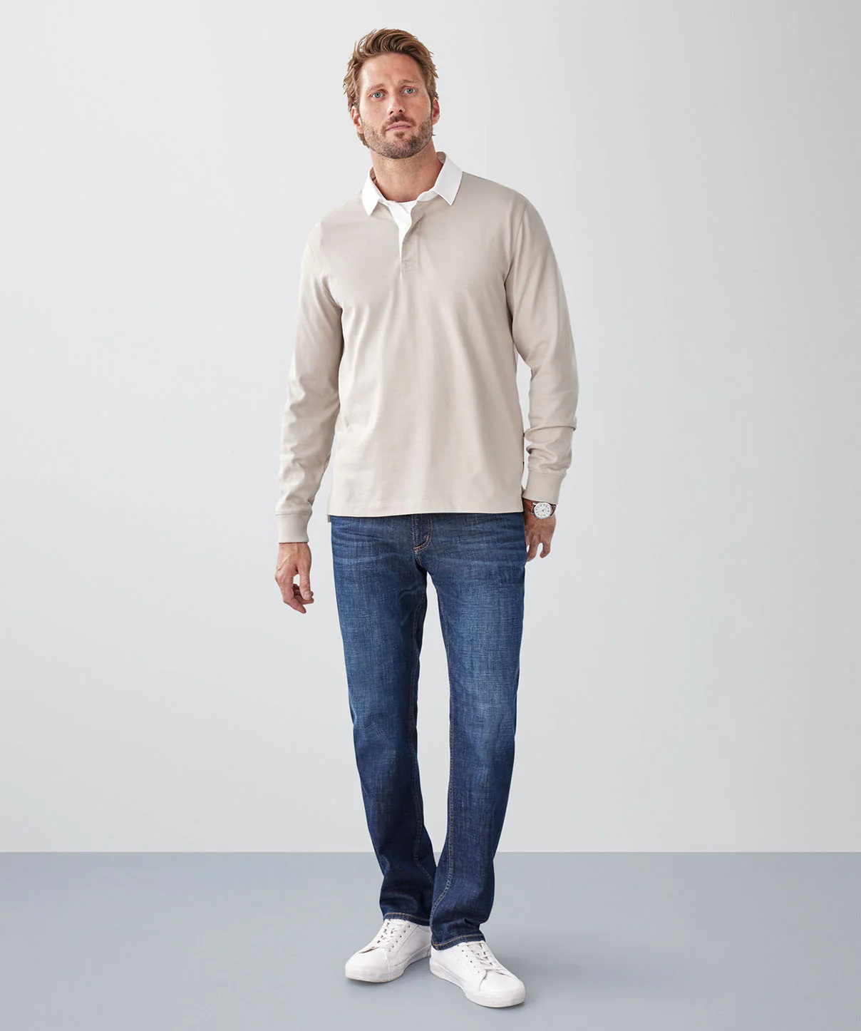 Plain Rugby Jumper - Taupe - Image 4