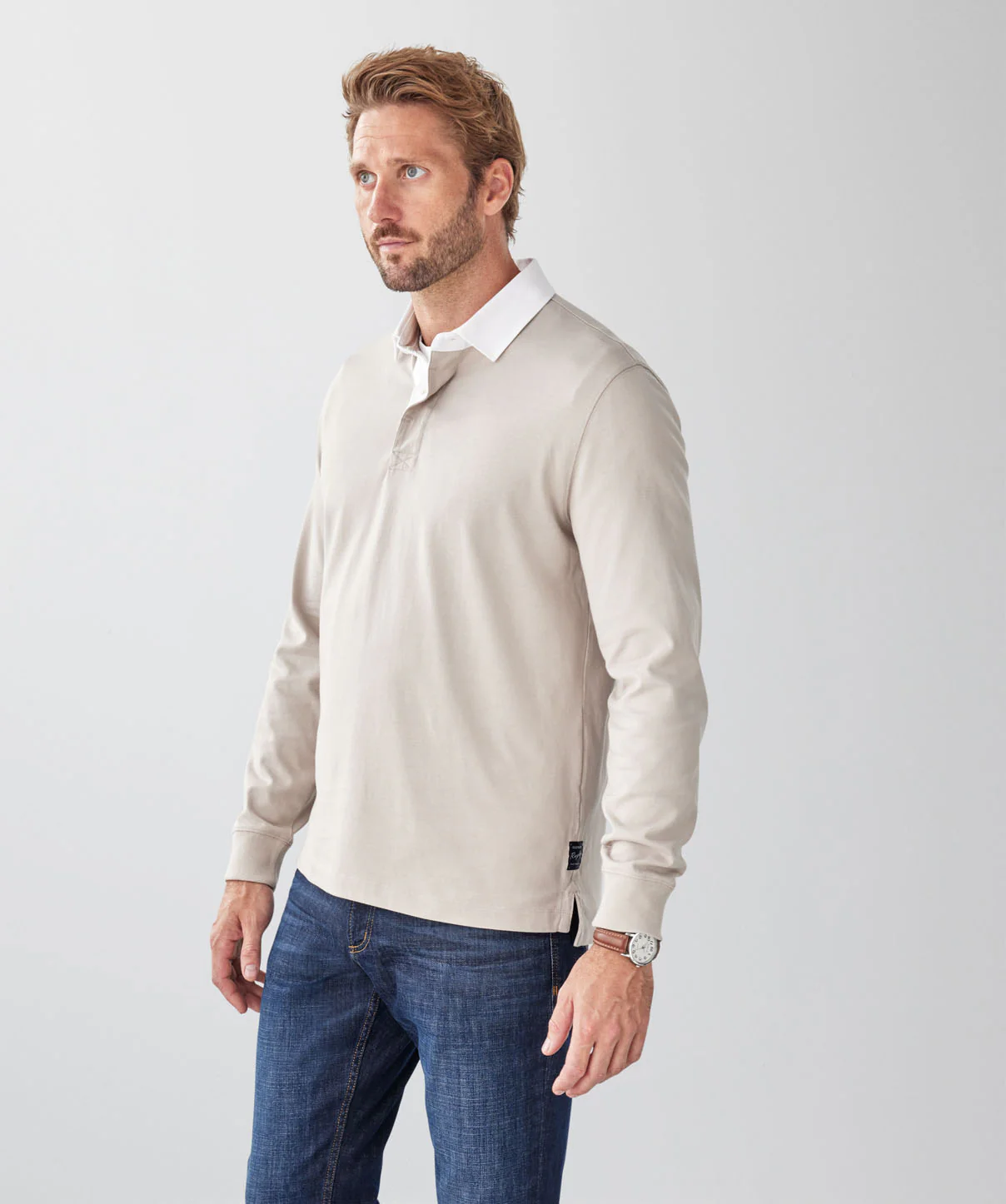 Plain Rugby Jumper - Taupe - Image 5