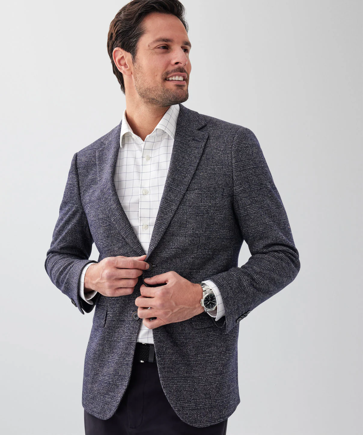 Prince of Wales Check Sports Jacket - Navy Mix - Image 3