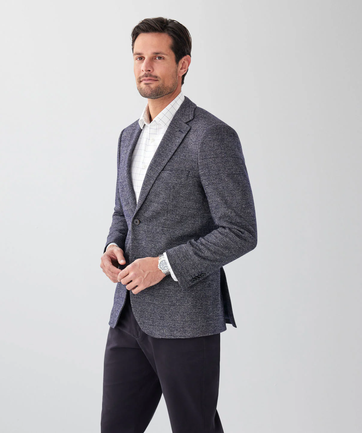 Prince of Wales Check Sports Jacket - Navy Mix - Image 5