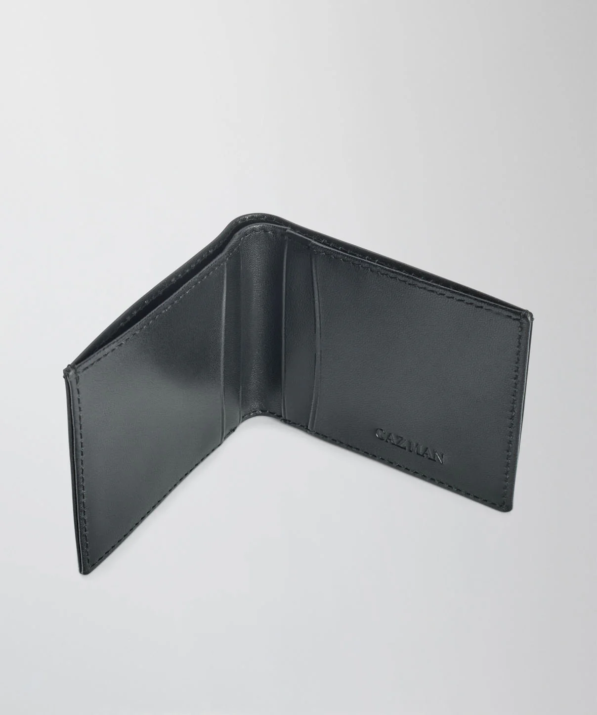 Slim Bi-Fold Leather Wallet - Black - Image 3