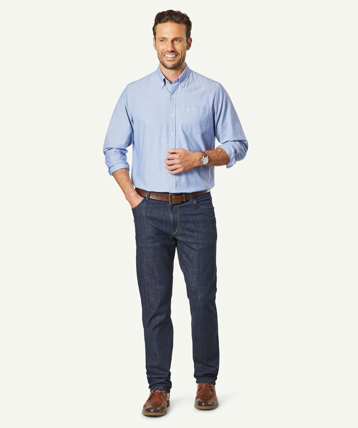 Straight Stretch Jeans - Dark Indigo - Image 5