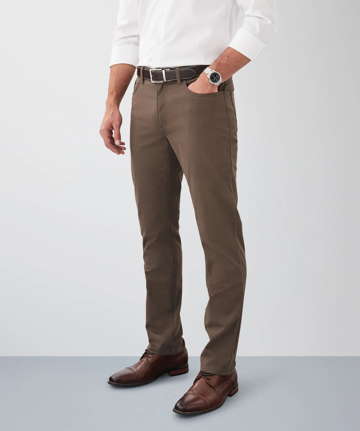 Stretch Bedford Cord Pants - Bison - Image 5