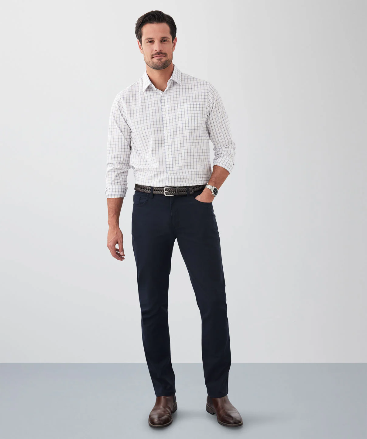 Stretch Bedford Cord Pants - Navy - Image 5