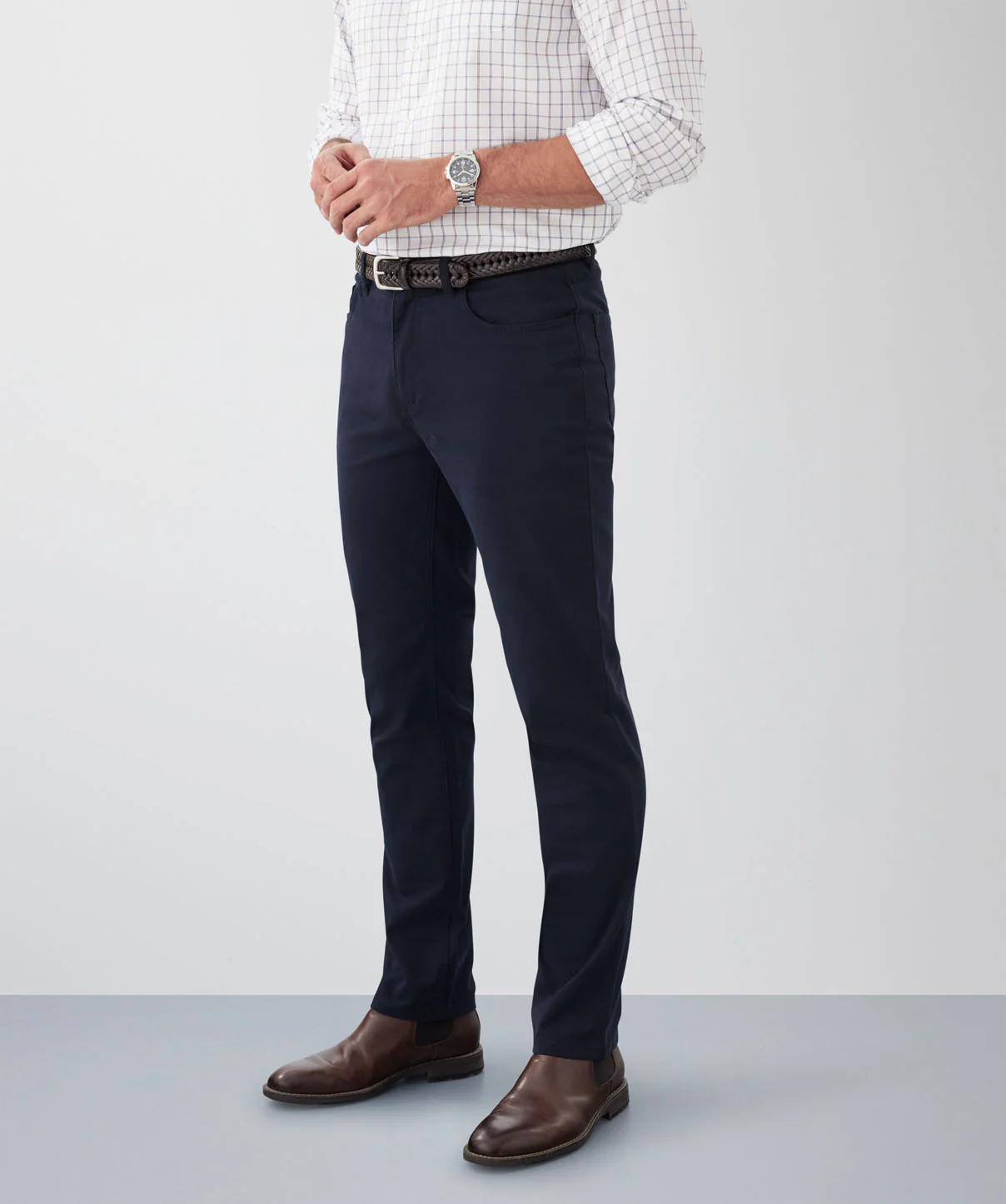 Stretch Bedford Cord Pants - Navy - Image 6