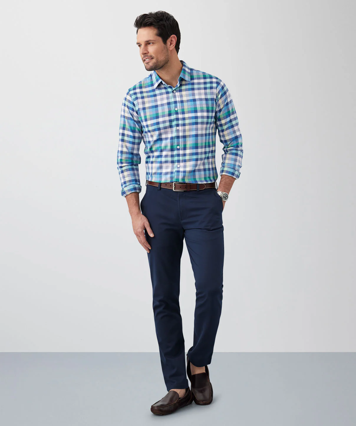 Tailored Casual Multi Check Long Sleeve Shirt - Multi Check - Image 5