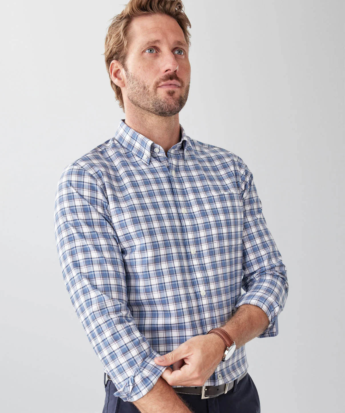Tailored Fit Easy Care Multi Check Long Sleeve Shirt - Multi Check - Image 3