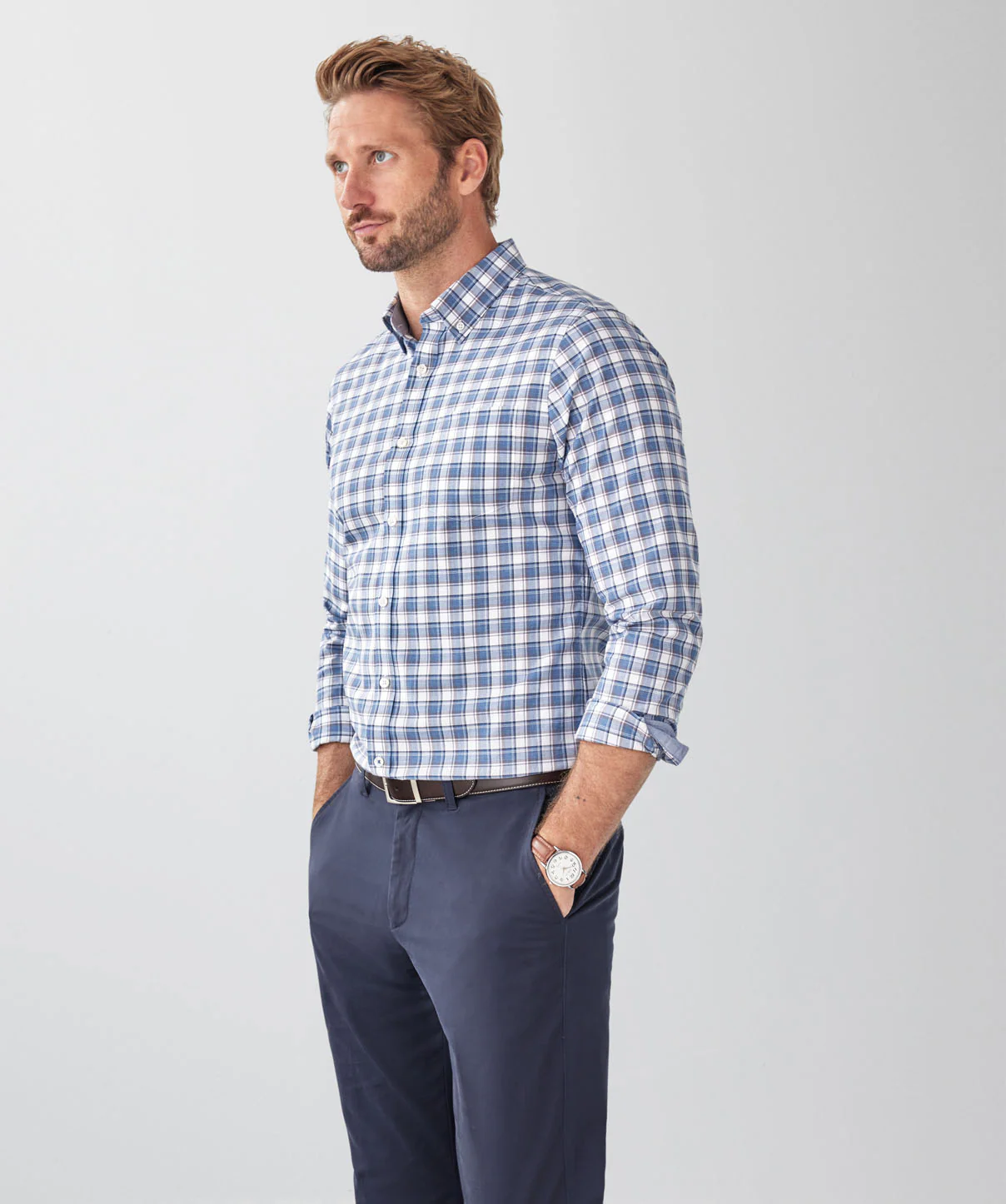 Tailored Fit Easy Care Multi Check Long Sleeve Shirt - Multi Check - Image 5