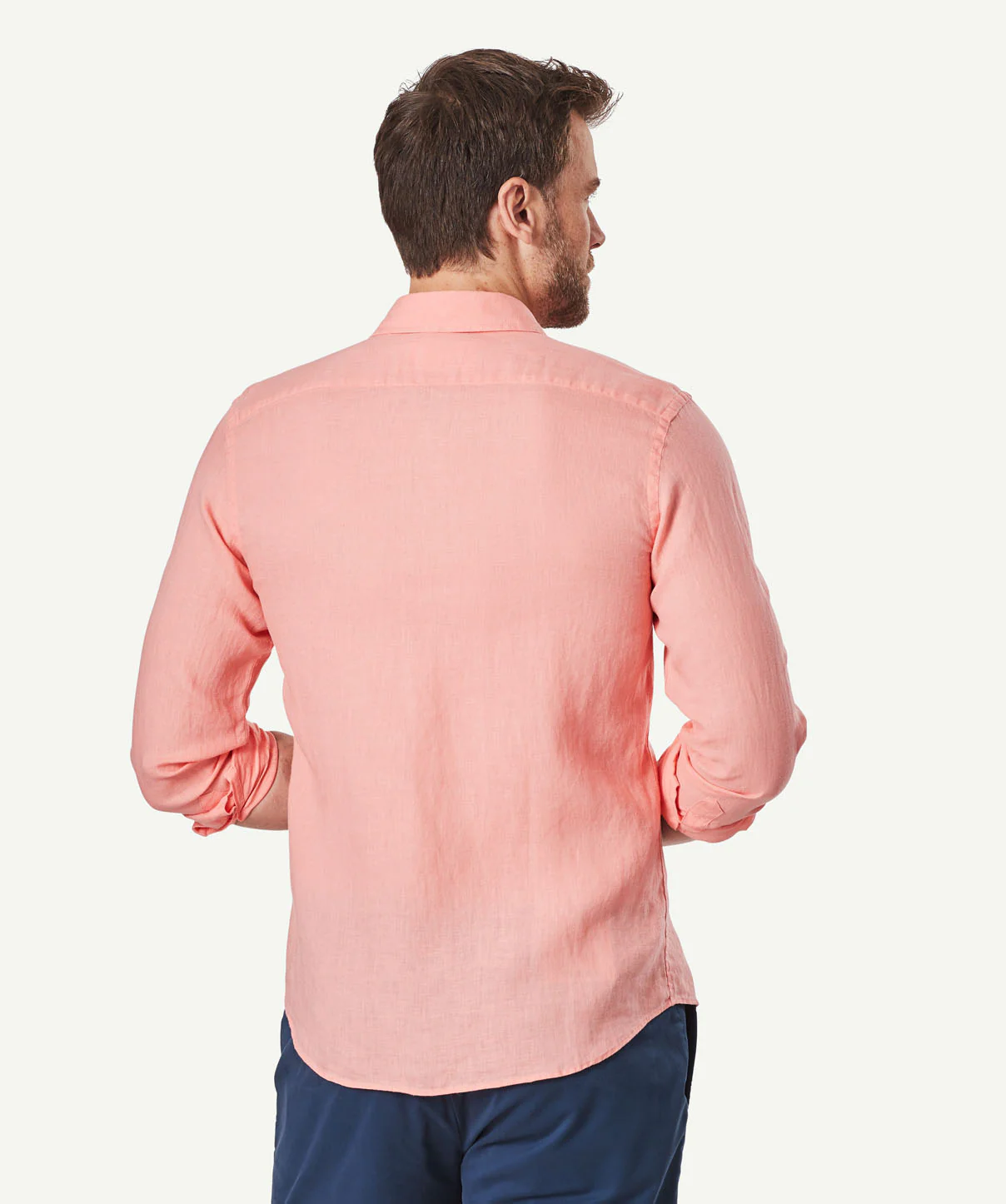 Tailored Linen Plain Shirt - Guava - Image 3