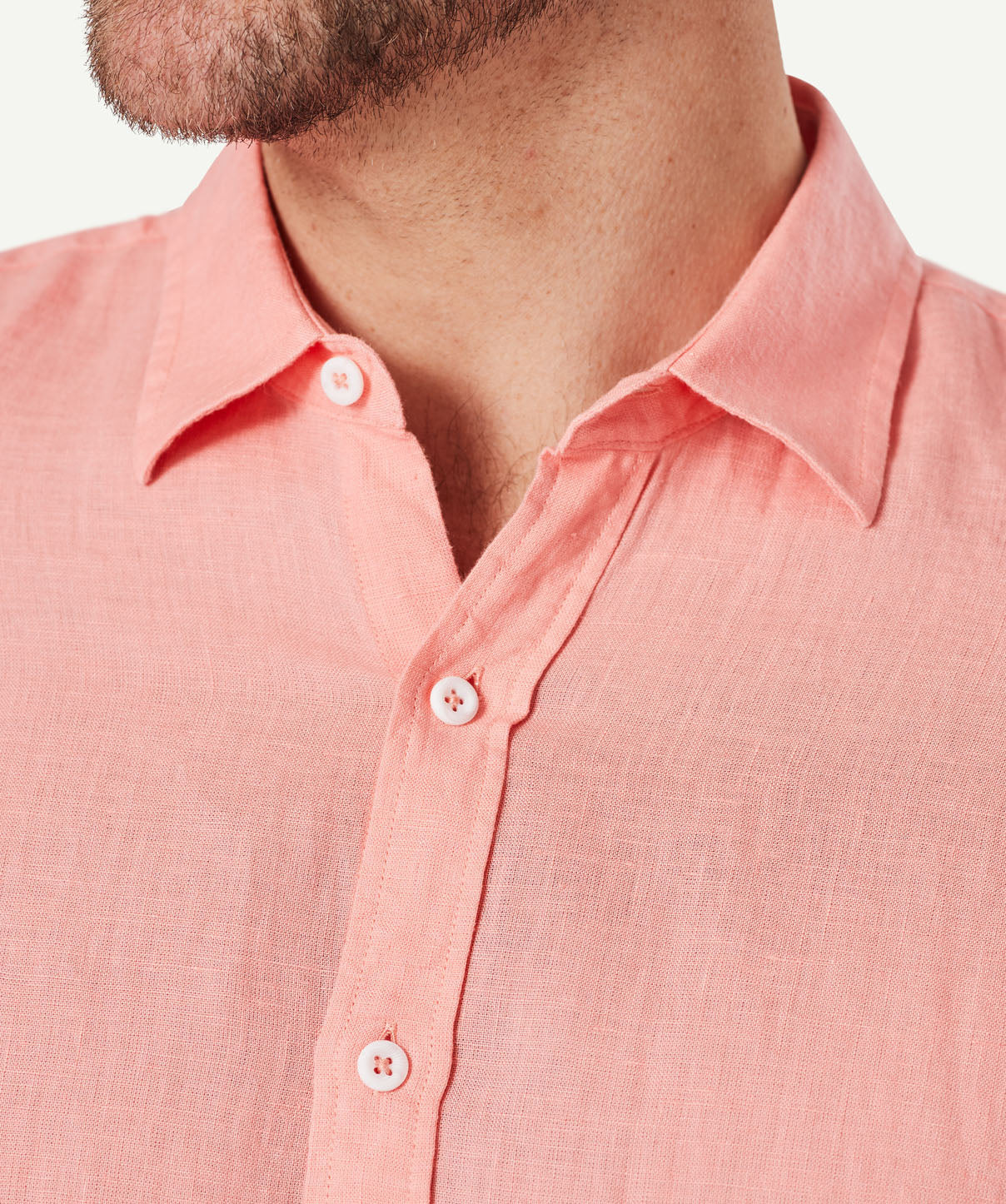 Tailored Linen Plain Shirt - Guava - Image 4