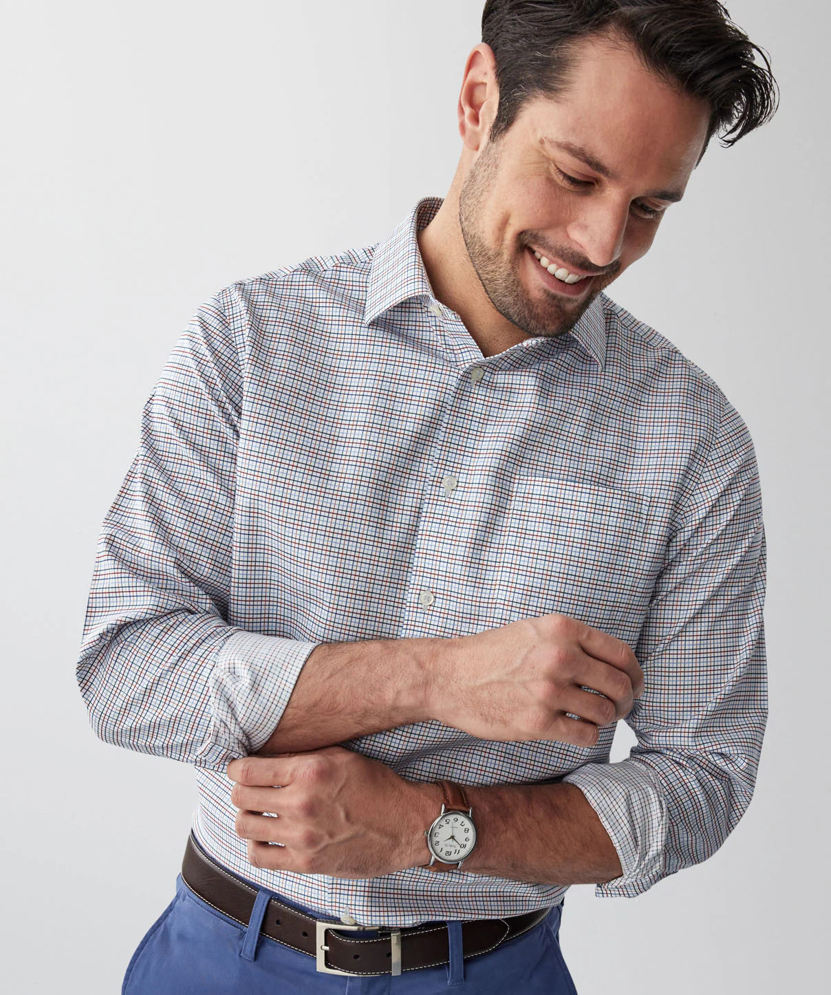 Tailored Non-Iron Check Long Sleeve Shirt - Multi Check - Image 4