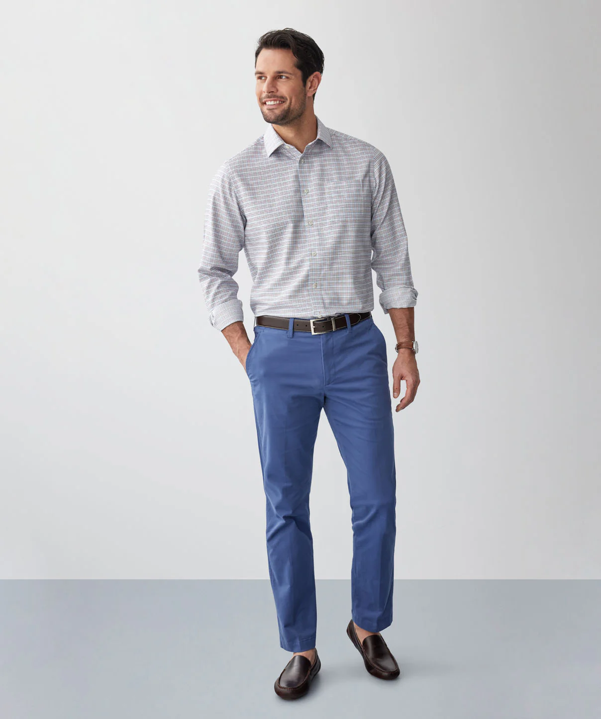 Tailored Non-Iron Check Long Sleeve Shirt - Multi Check - Image 5