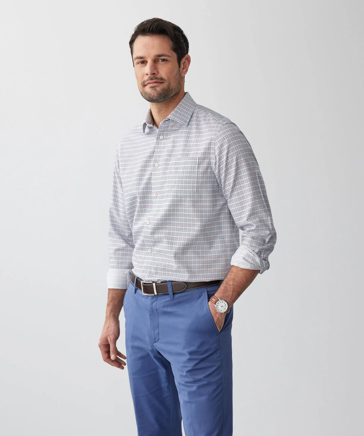 Tailored Non-Iron Check Long Sleeve Shirt - Multi Check - Image 6