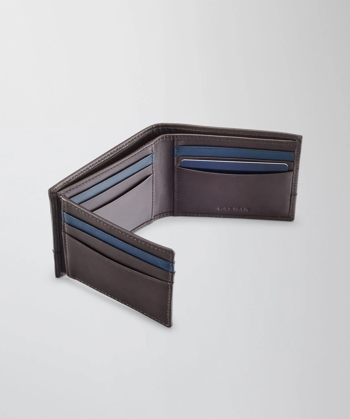 Trifold Leather Wallet - Brown - Image 3