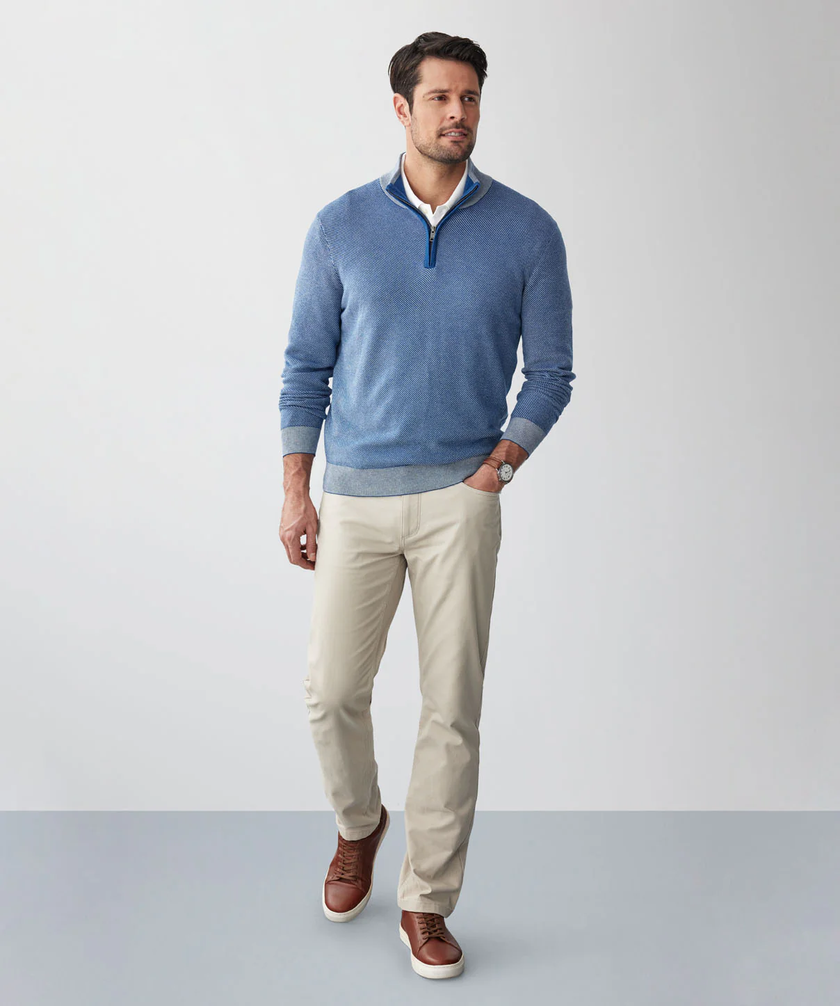 Twill High Flex Half Zip Knit - Ocean - Image 5