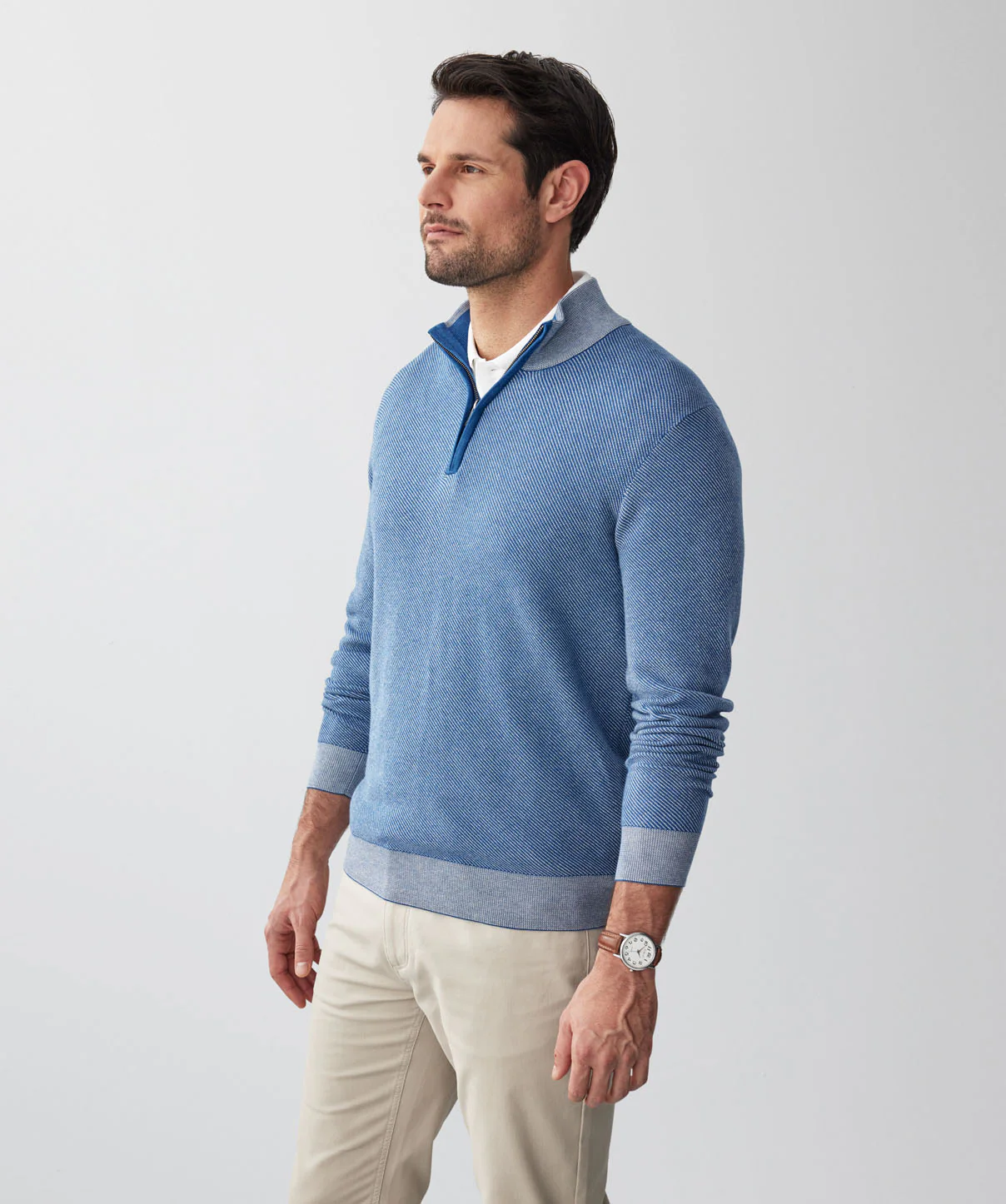 Twill High Flex Half Zip Knit - Ocean - Image 6