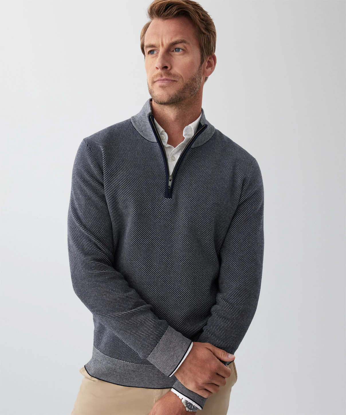 Twill High Flex Half Zip - Navy - Image 3