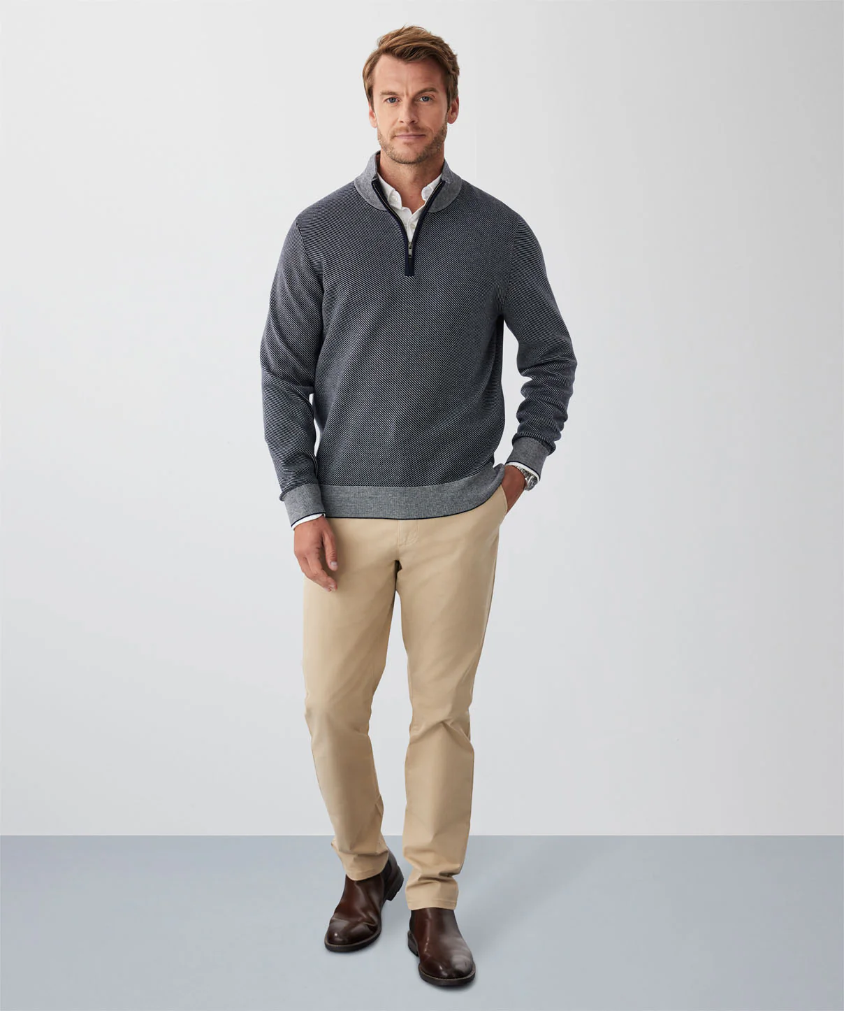 Twill High Flex Half Zip - Navy - Image 4