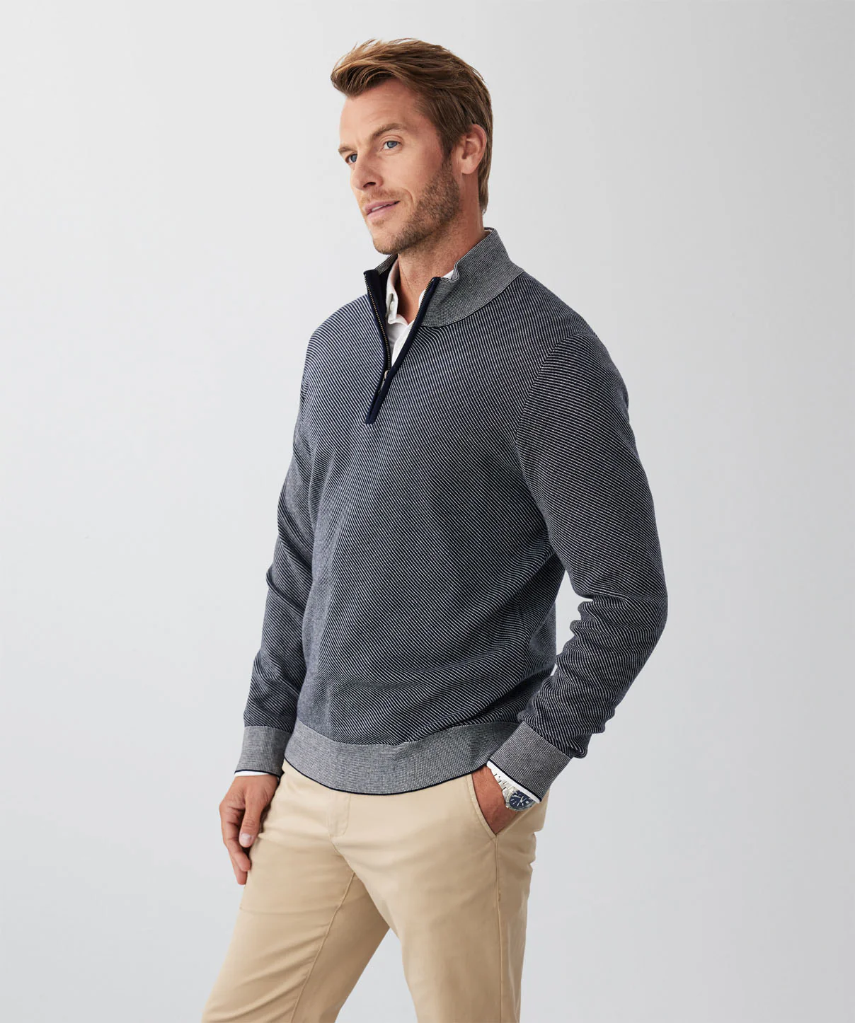 Twill High Flex Half Zip - Navy - Image 5