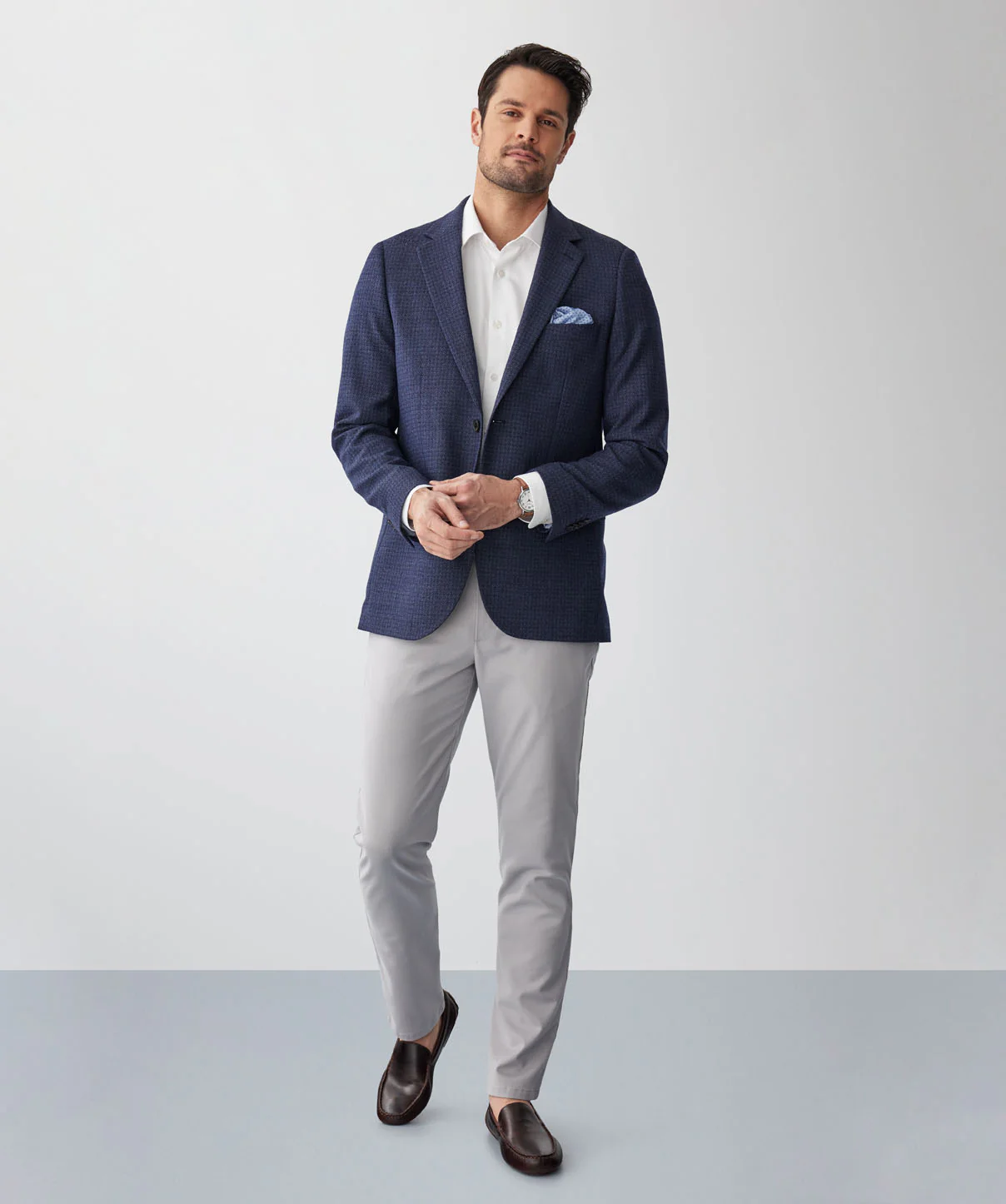 Wool Textured Sports Jacket - Navy Mix - Image 4