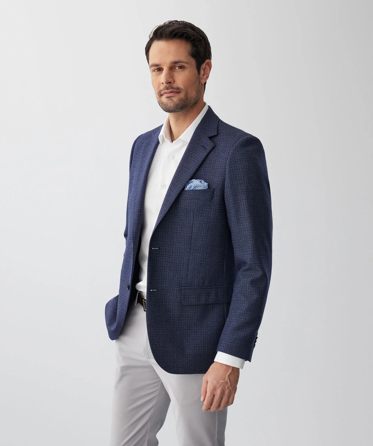 Wool Textured Sports Jacket - Navy Mix - Image 5